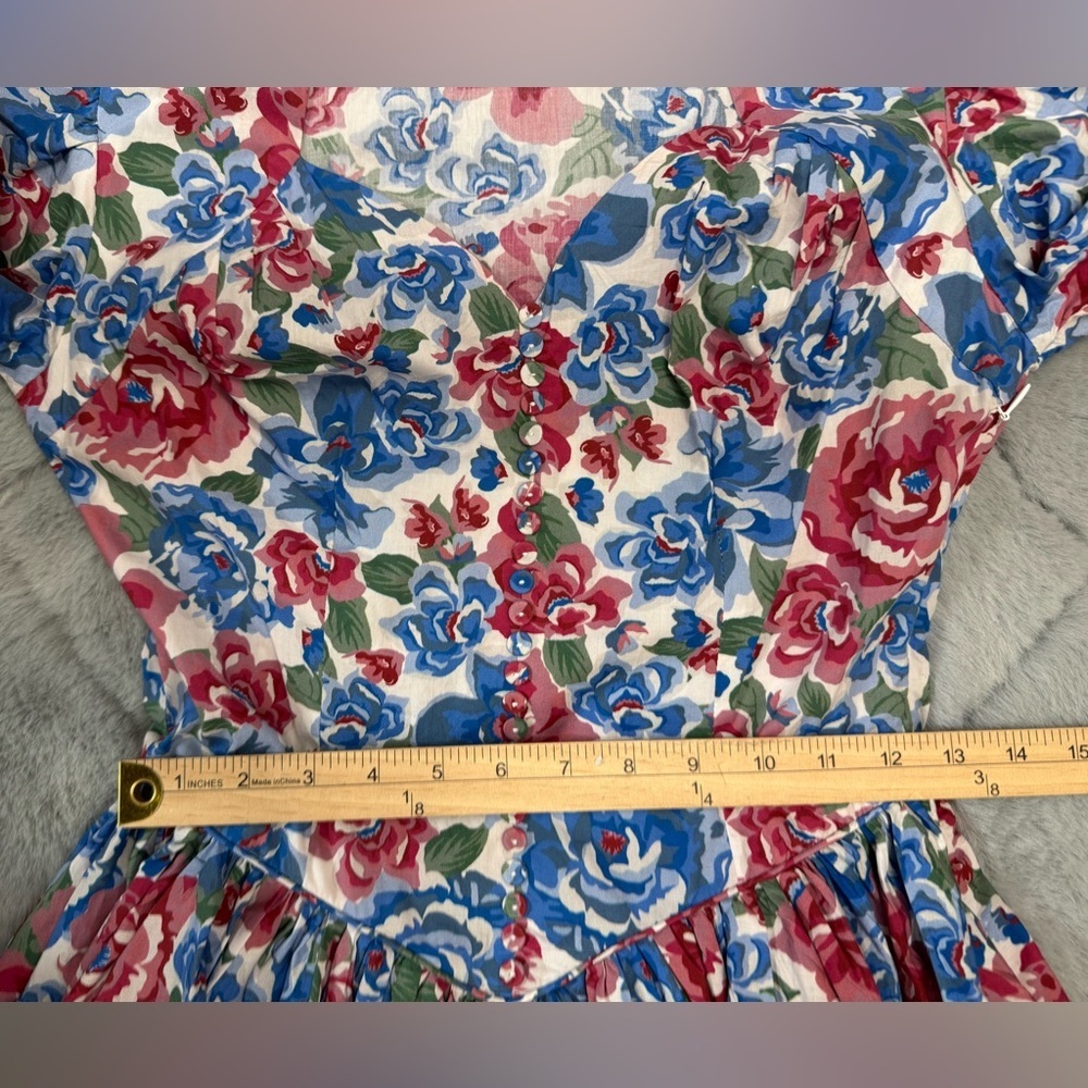 Batsheva Floral Print Cotton Poplin Embroidered Maxi Dress Cottagecore Boho NEW - Picture 10 of 16
